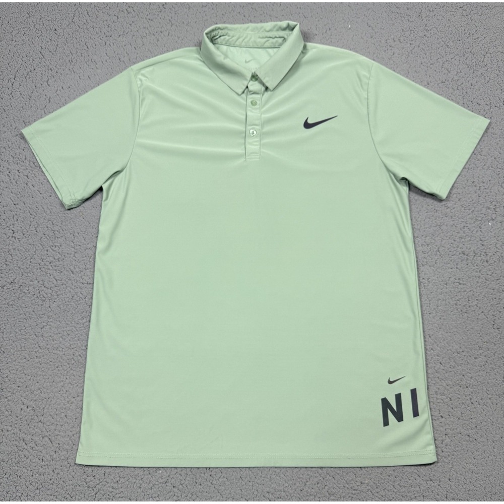 Nike Dri-FIT ADV Polo Shirt Mens 2XL Green Wrap Hem NIKE Logo Golf Performance